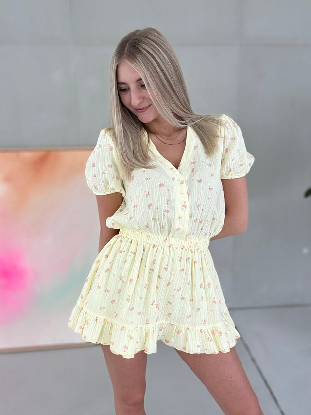 Musselin Jumpsuit LITTLE FLOWER buttermilk lemon