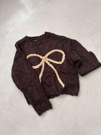 Strickpullover dark chocolate BOW LOVE toffee