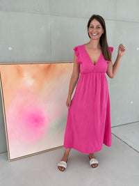 Signature Musselin Kleid FUCHSIA