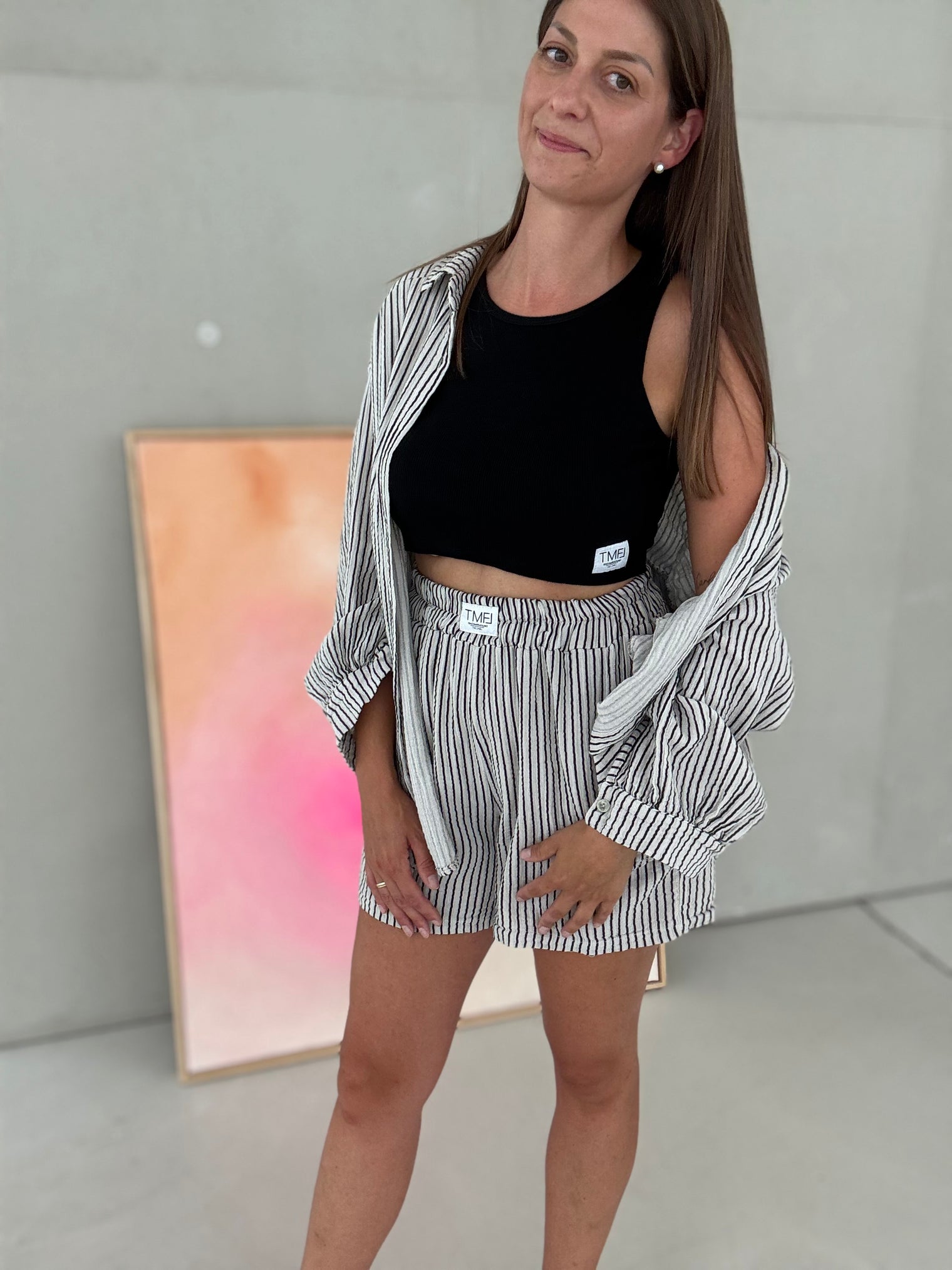 Musselin Bluse offwhite SOFT STRIPES schwarz