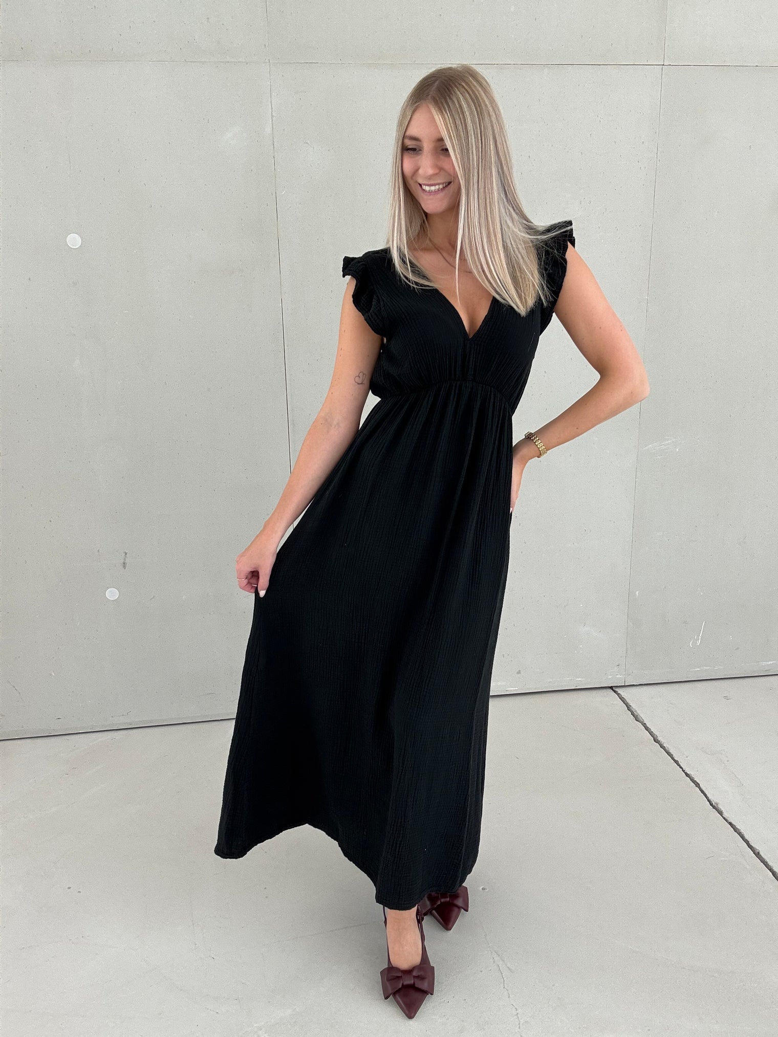 Signature Musselin Kleid BLACK