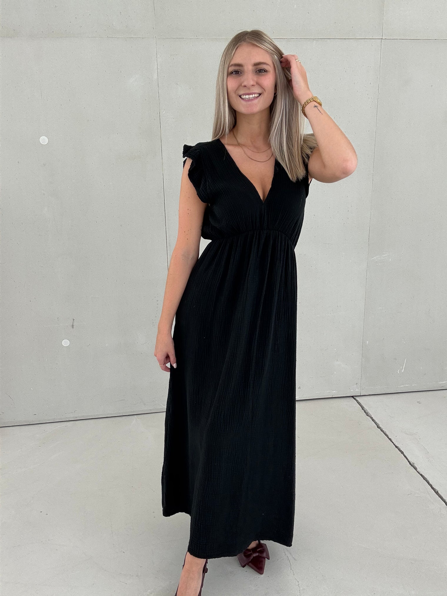 Signature Musselin Kleid BLACK