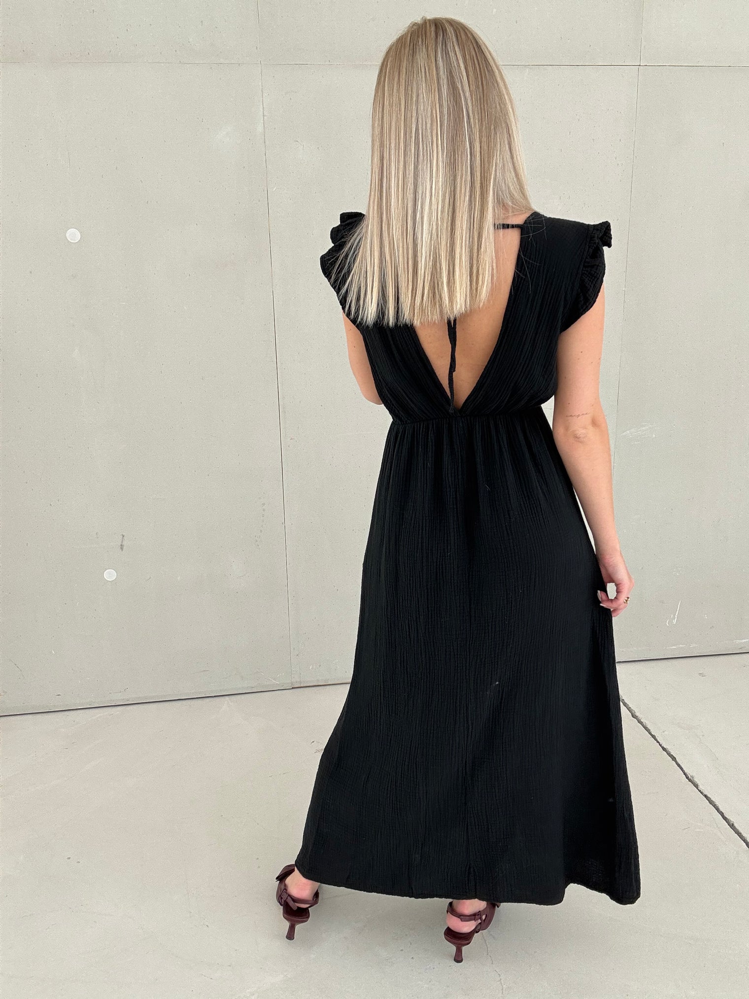 Signature Musselin Kleid BLACK