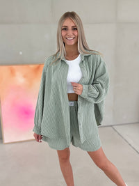Musselin Bluse olive SOFT STRIPES white