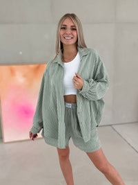 Musselin Bluse olive SOFT STRIPES white