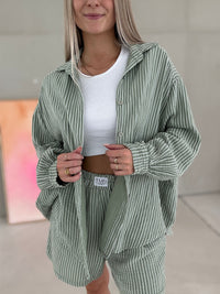 Musselin Bluse olive SOFT STRIPES white