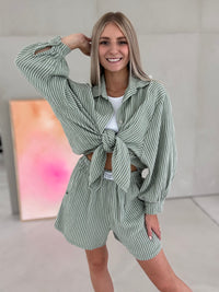 Musselin Bluse olive SOFT STRIPES white