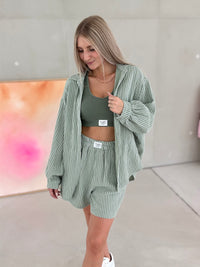 Musselin Bluse olive SOFT STRIPES white
