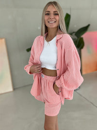 Musselin Bluse peach SOFT STRIPES white