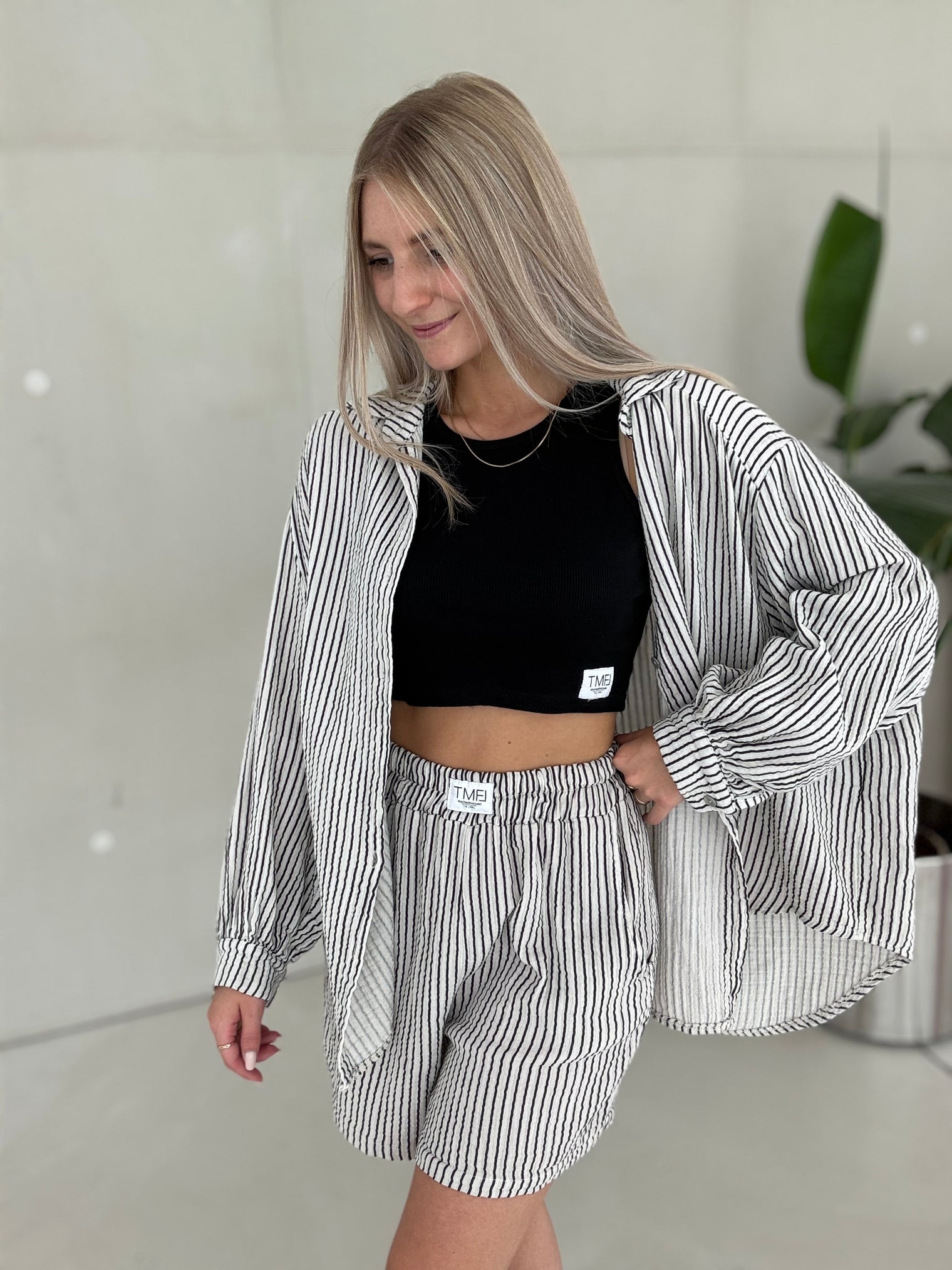 Musselin Bluse offwhite SOFT STRIPES schwarz