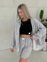 Musselin Bluse offwhite SOFT STRIPES schwarz