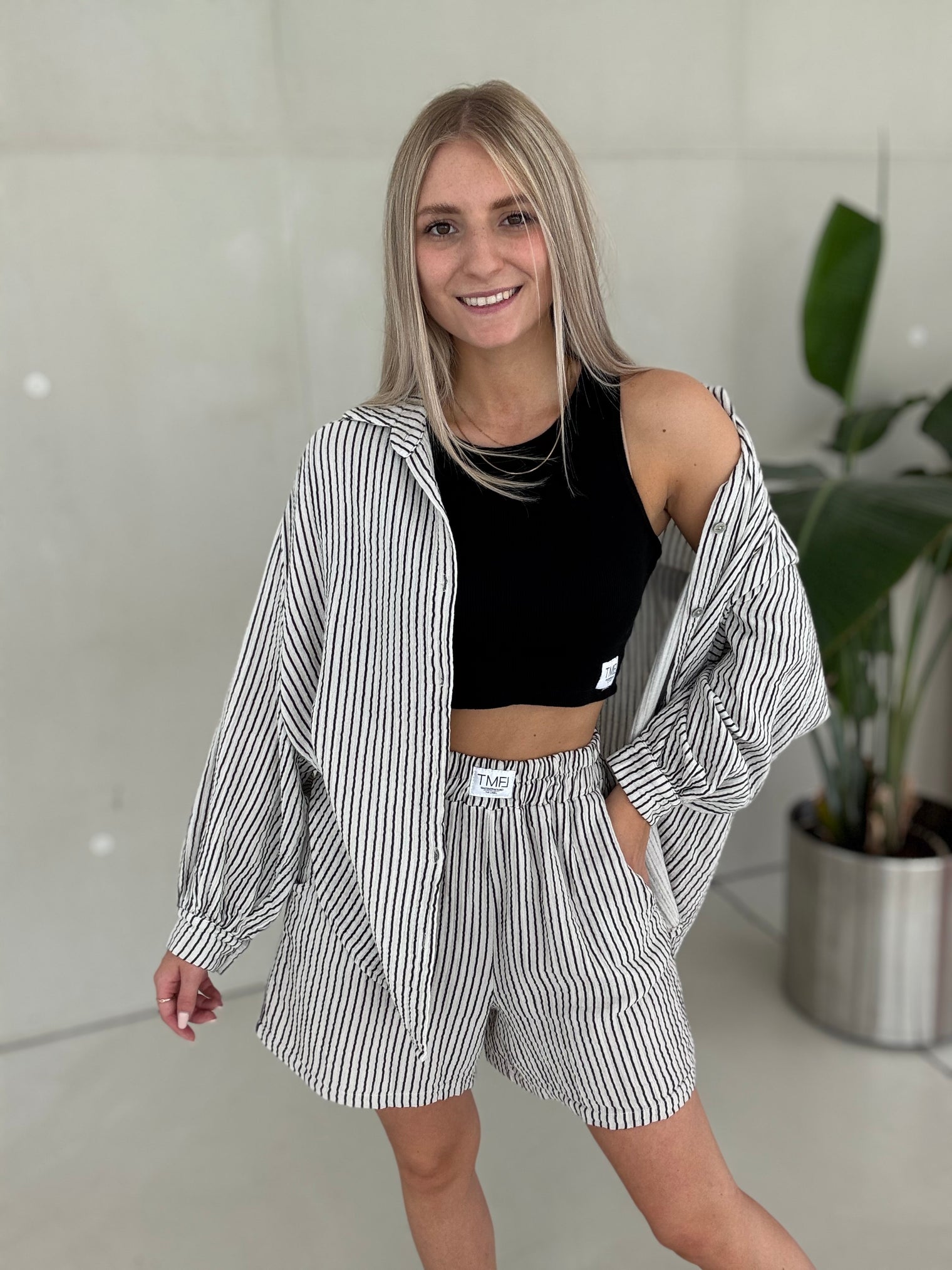 Musselin Bluse offwhite SOFT STRIPES schwarz