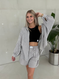 Musselin Bluse offwhite SOFT STRIPES schwarz