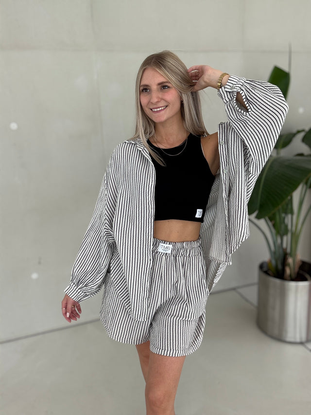Musselin Bluse offwhite SOFT STRIPES schwarz