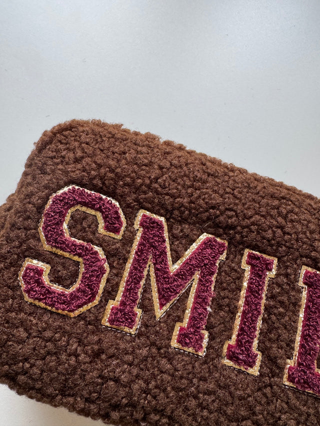Long Teddy Bag chokolate SMILE burgundy