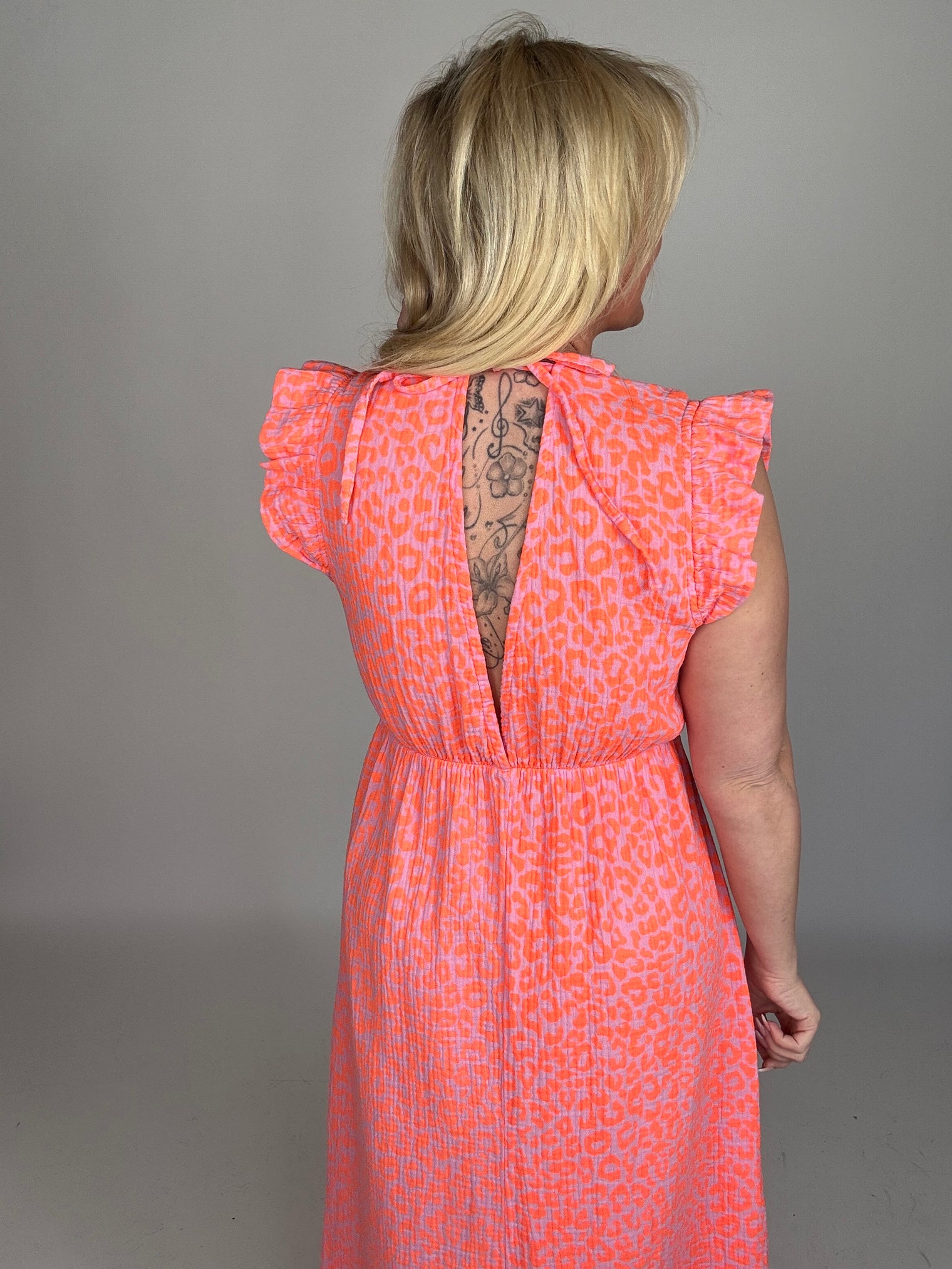 Musselin Kleid rosa LEO LOVER orange Flügelarm