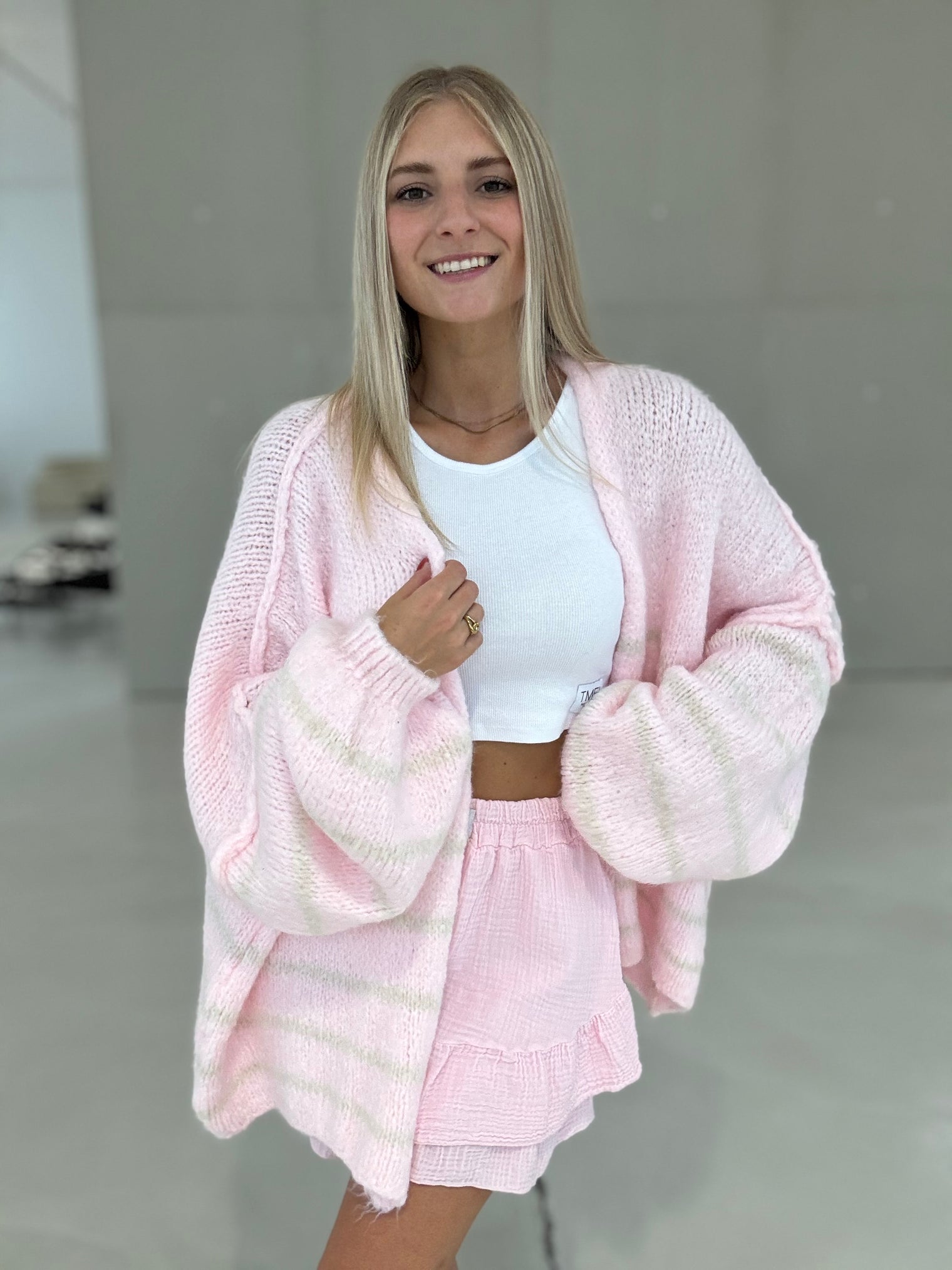 Signature Cardigan ballerina rosa SOFT STRIPES beige