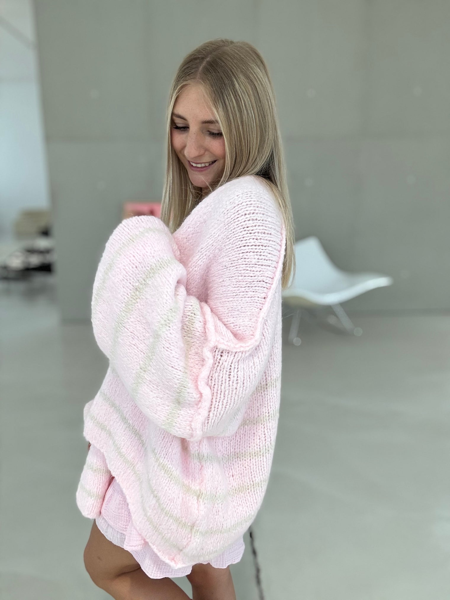 Signature Cardigan ballerina rosa SOFT STRIPES beige