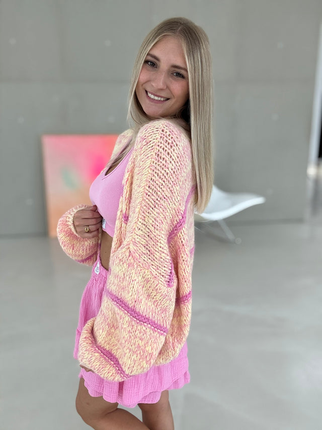Strickjacke buttermilk yellow SOFT STRIPES ballerina rosa