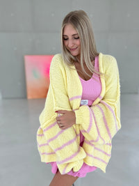 Strickjacke buttermilk yellow SOFT STRIPES ballerina rosa