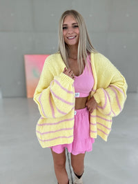 Strickjacke buttermilk yellow SOFT STRIPES ballerina rosa