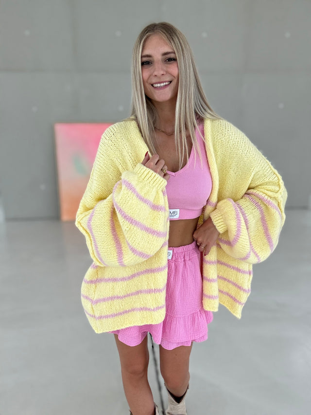 Strickjacke buttermilk yellow SOFT STRIPES ballerina rosa
