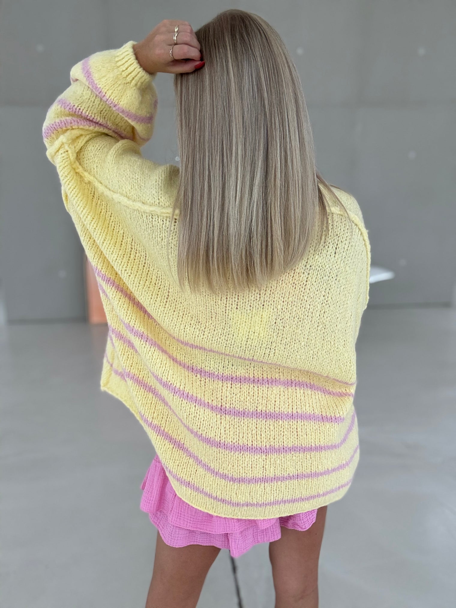 Strickjacke buttermilk yellow SOFT STRIPES ballerina rosa