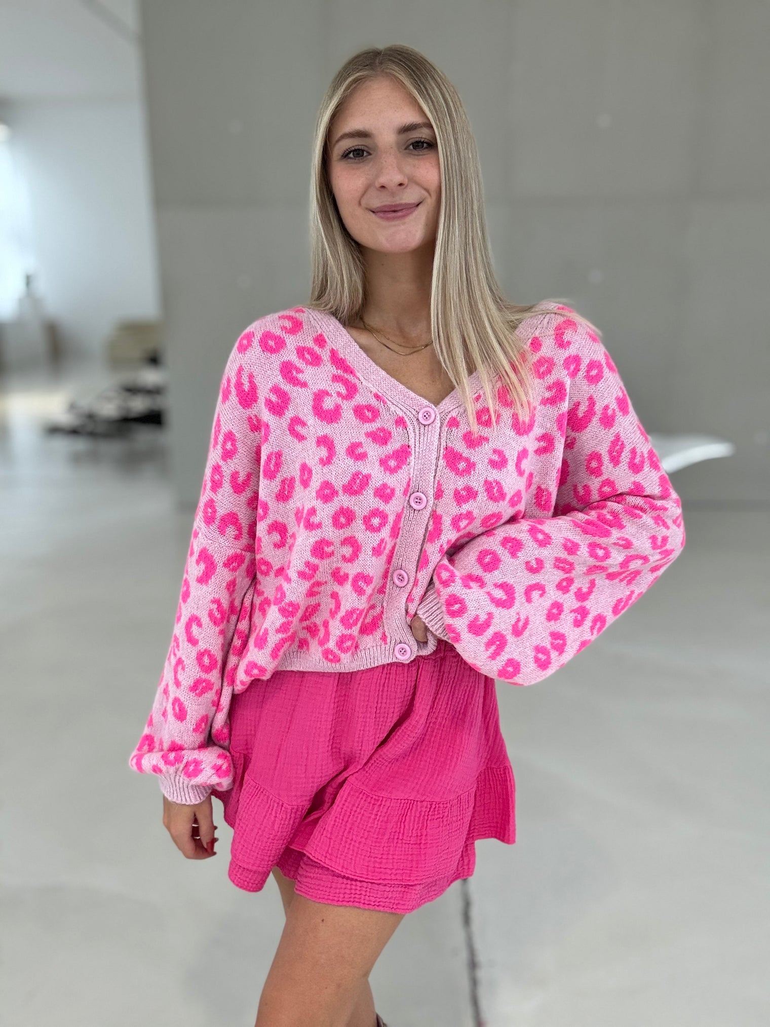 Strickjacke rosa LEO KISS pink