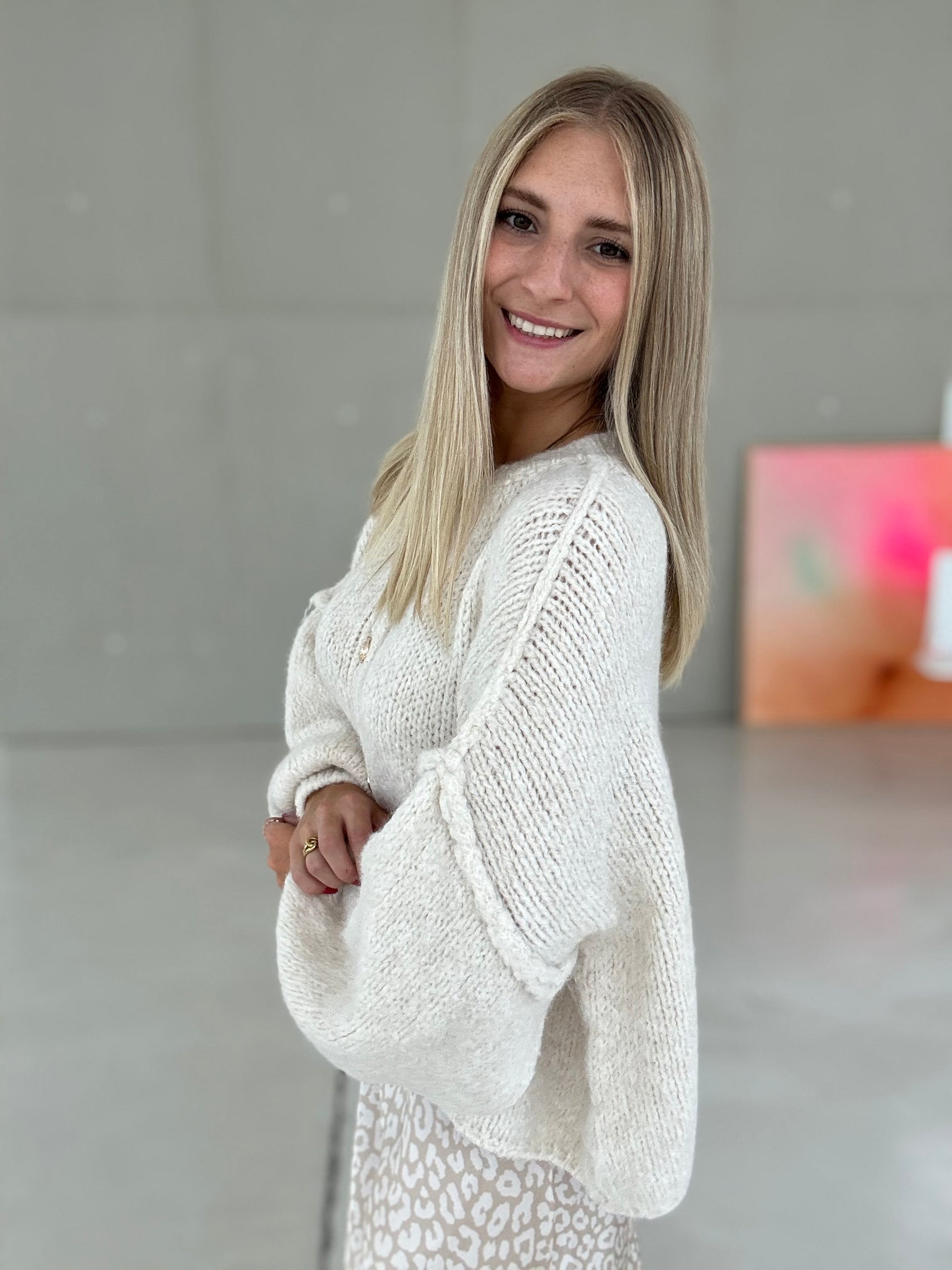 Strickjacke SUPER SOFT creme mit Knopfleiste