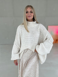 Kuschelweicher OVERSIZE Strickpullover creme