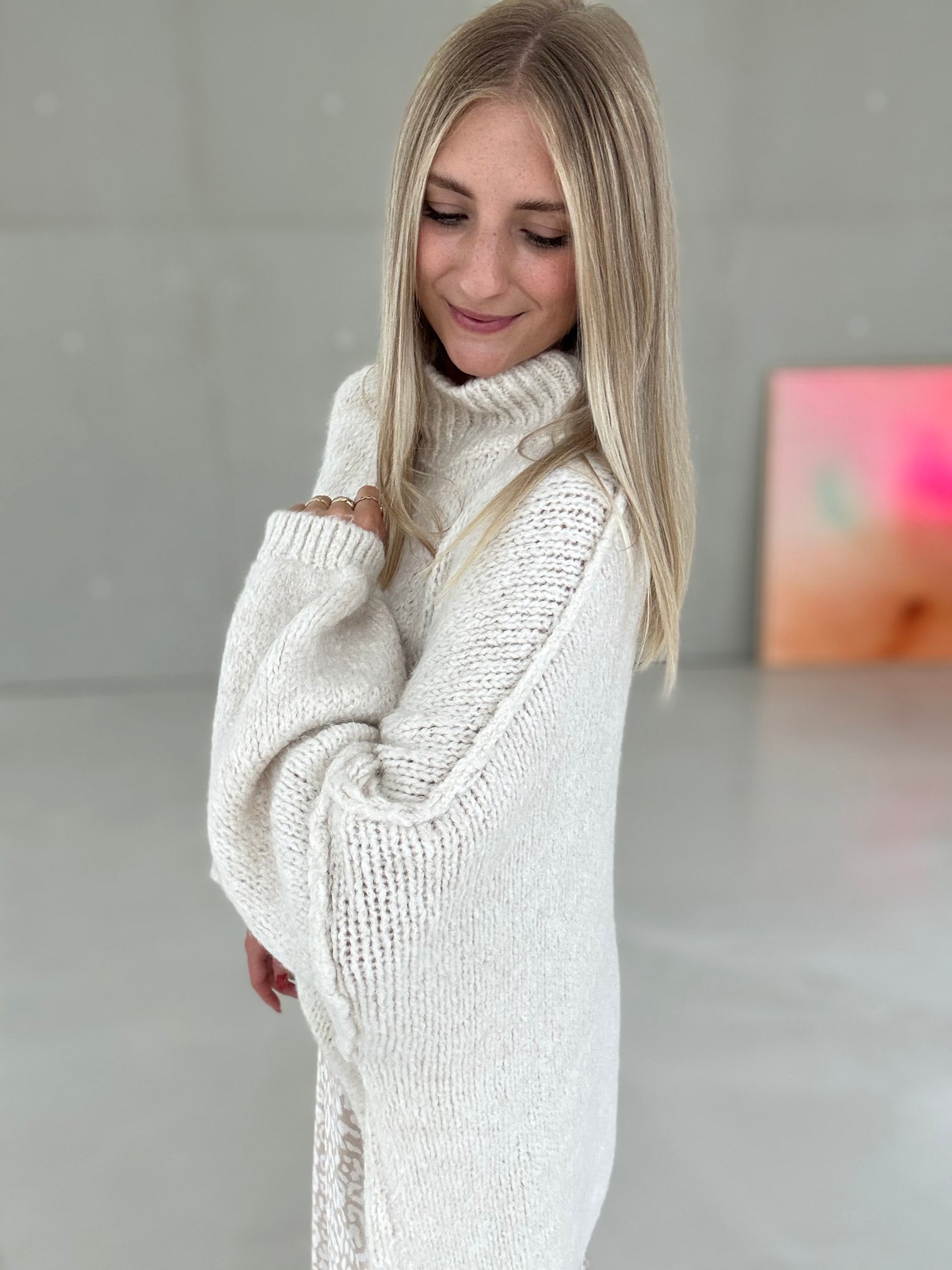 Kuschelweicher OVERSIZE Strickpullover creme