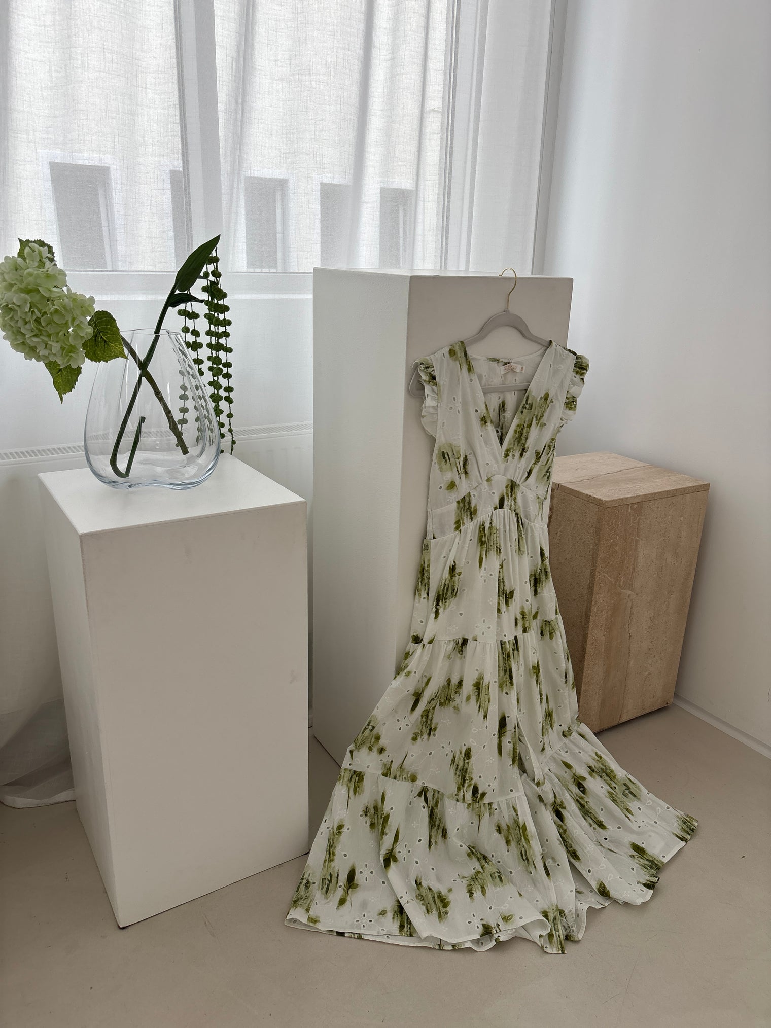 Kleid GREEN ROMANCE mit Lochspitze