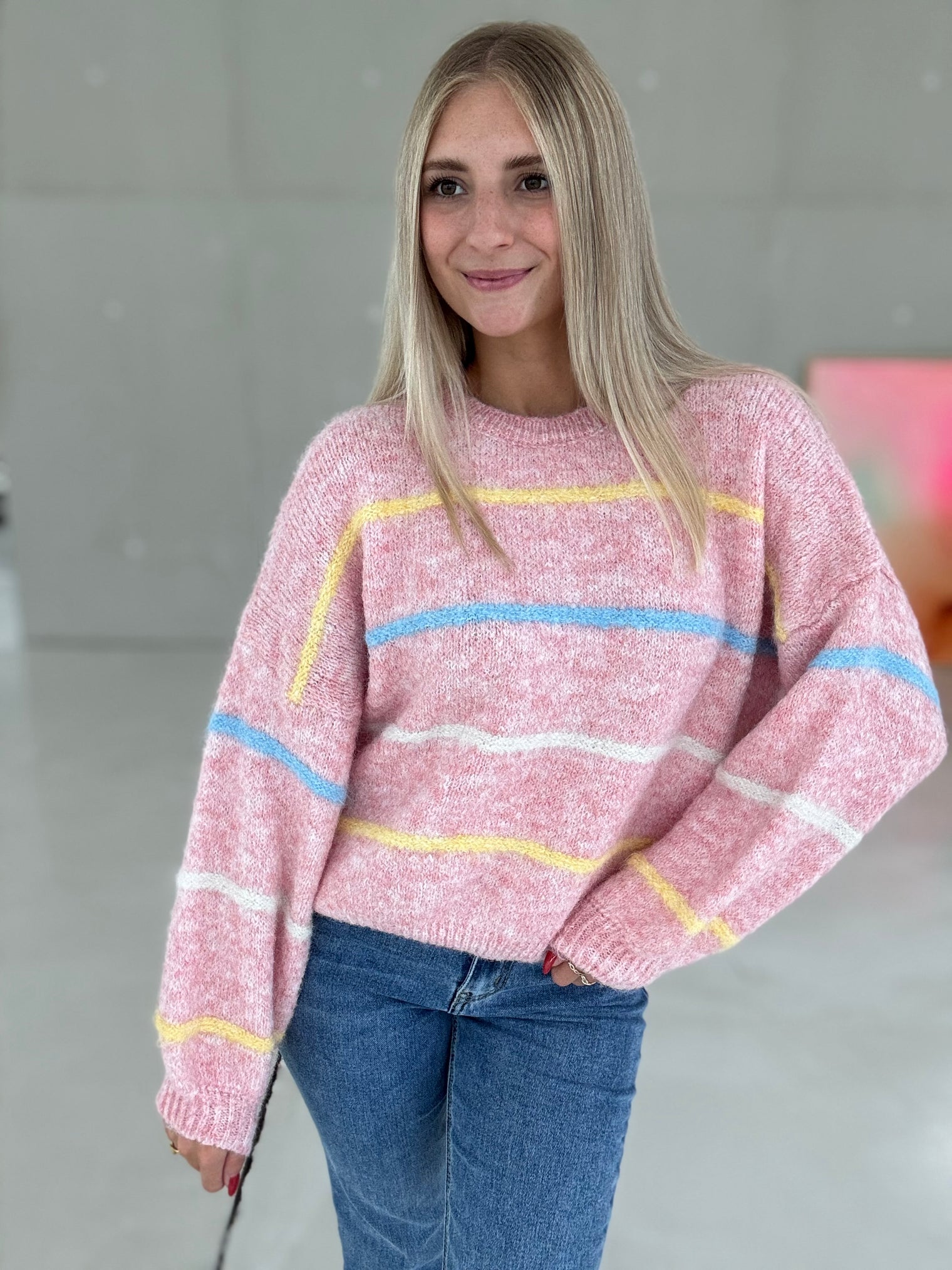 Strickpullover rosa PASTELL VIBES gestreift