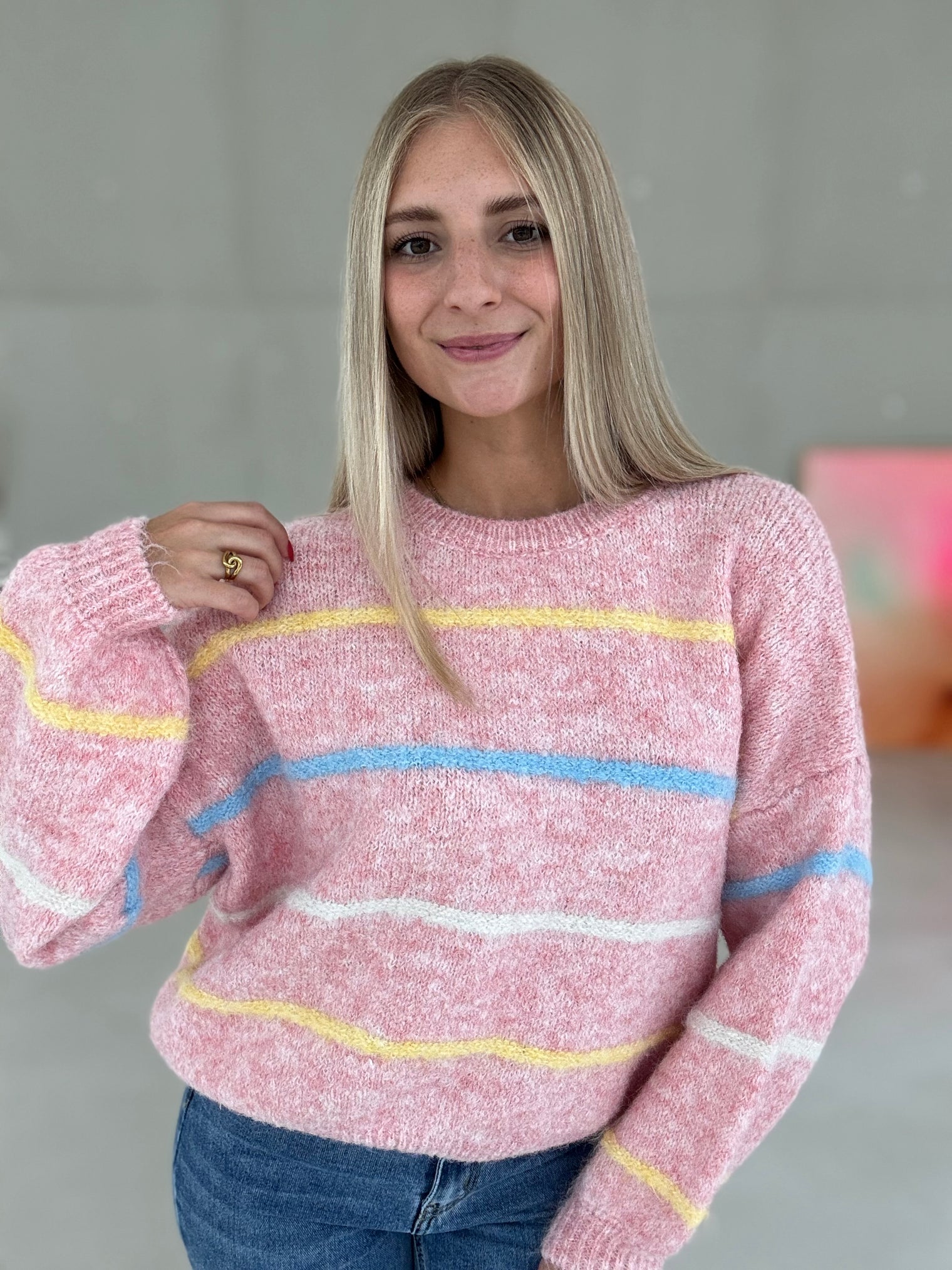 Strickpullover rosa PASTELL VIBES gestreift