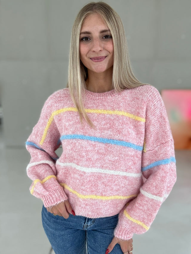 Strickpullover rosa PASTELL VIBES gestreift