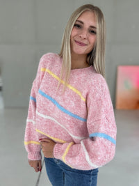 Strickpullover rosa PASTELL VIBES gestreift