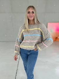 Strickpullover taupe PASTELL VIBES gestreift