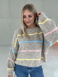 Strickpullover taupe PASTELL VIBES gestreift