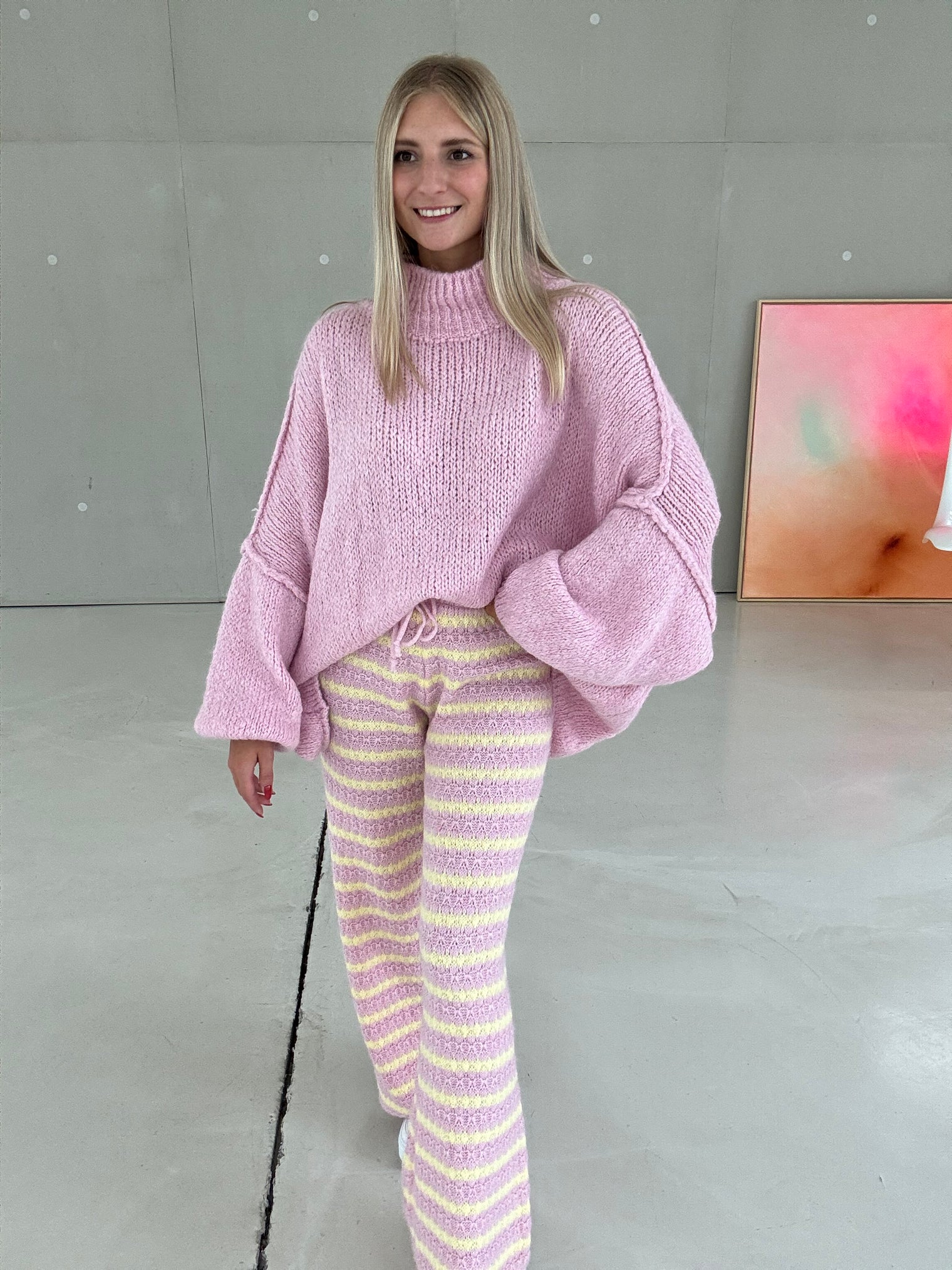 Kuschelweicher OVERSIZE Strickpullover ballerina rosa