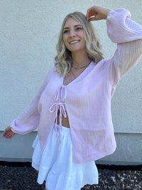 Musselin Bluse FLIEDER mit Schleifchen