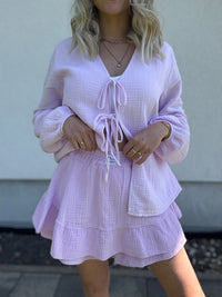 Musselin Bluse FLIEDER mit Schleifchen