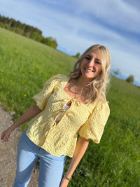 Blusenoberteil Puffärmel SOFT YELLOW