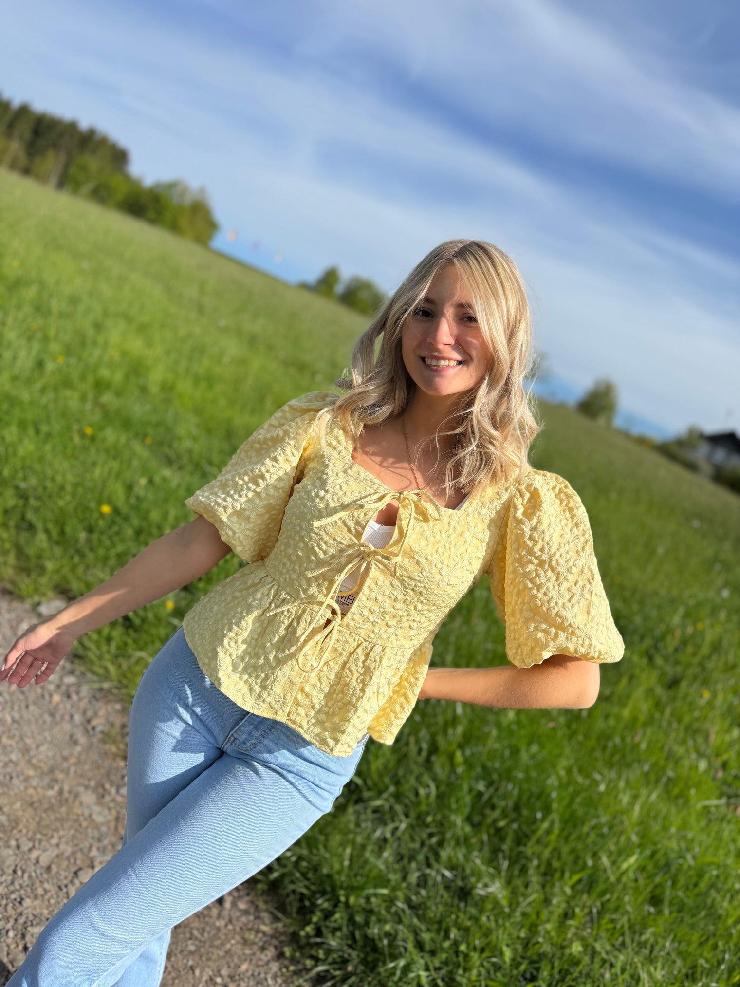 Blusenoberteil Puffärmel SOFT YELLOW