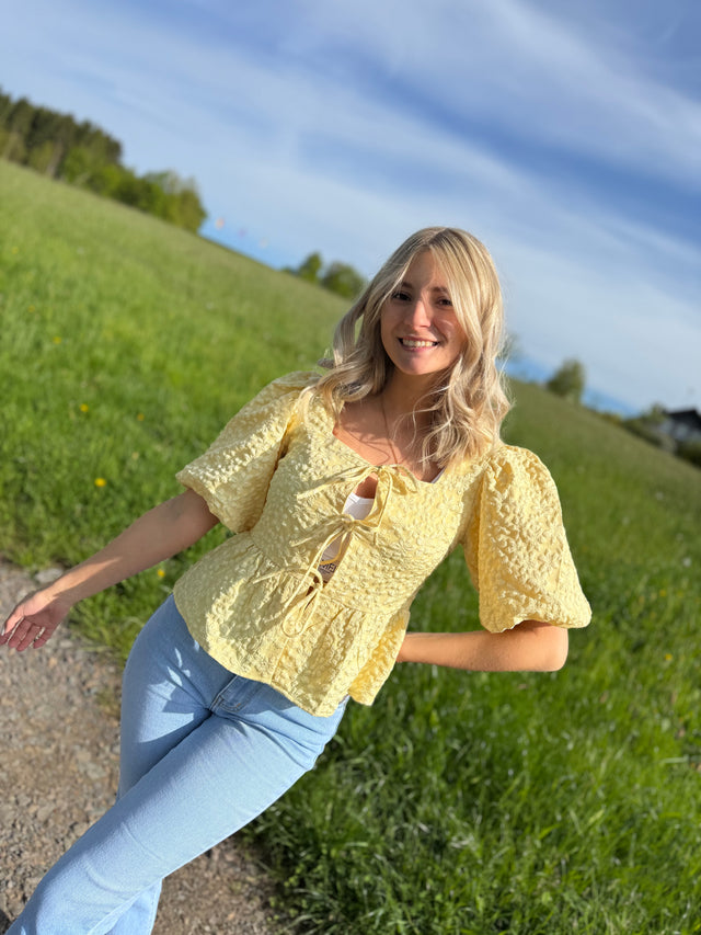 Blusenoberteil Puffärmel SOFT YELLOW