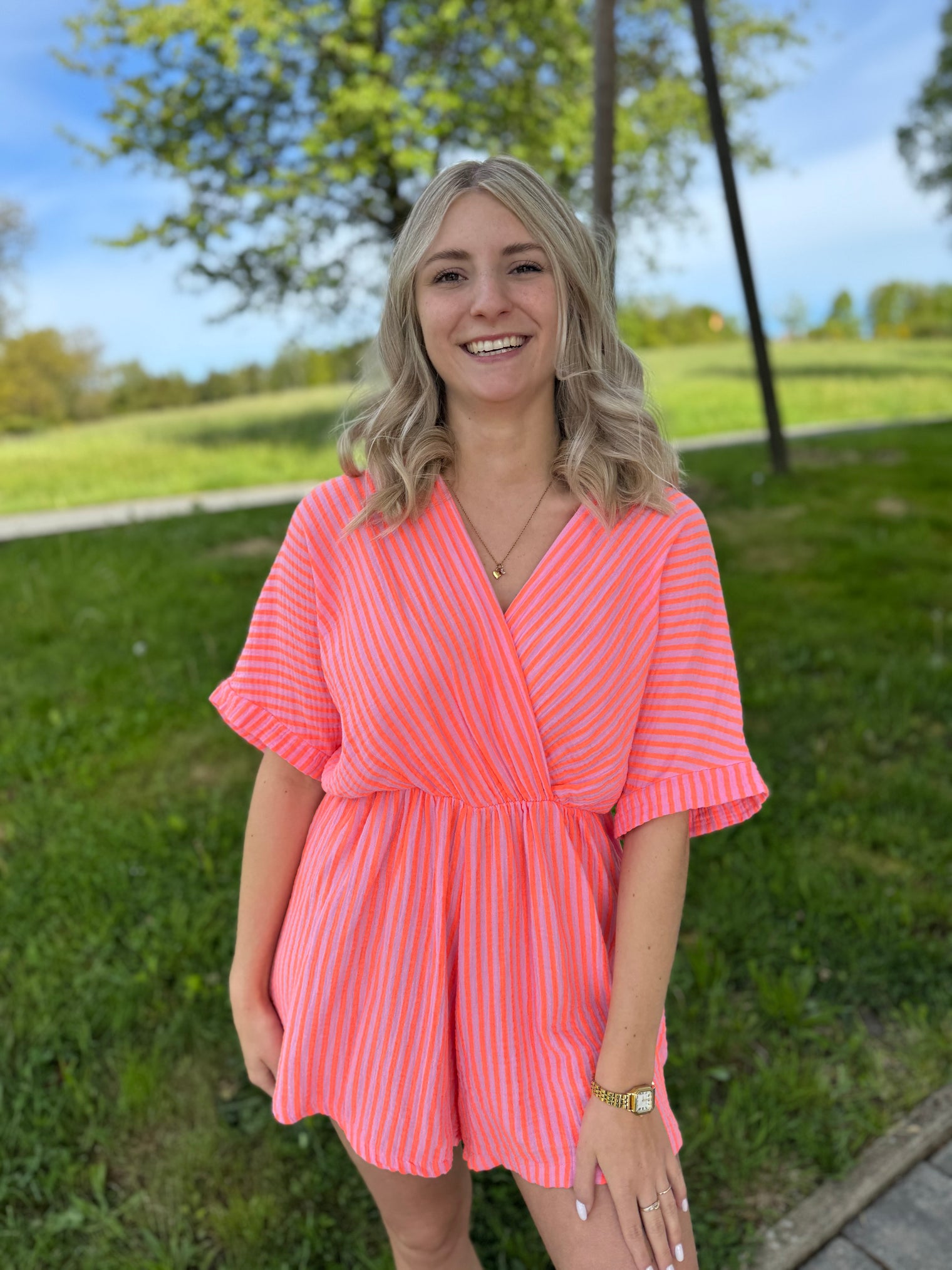 Jumpsuit rosa SOFT STRIPES orange
