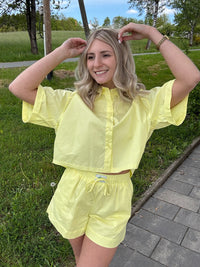 Bluse kurzarm soft yellow LOVELY