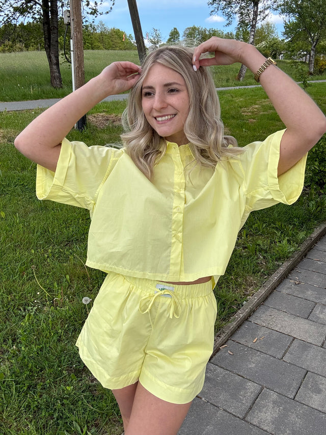 Bluse kurzarm soft yellow LOVELY