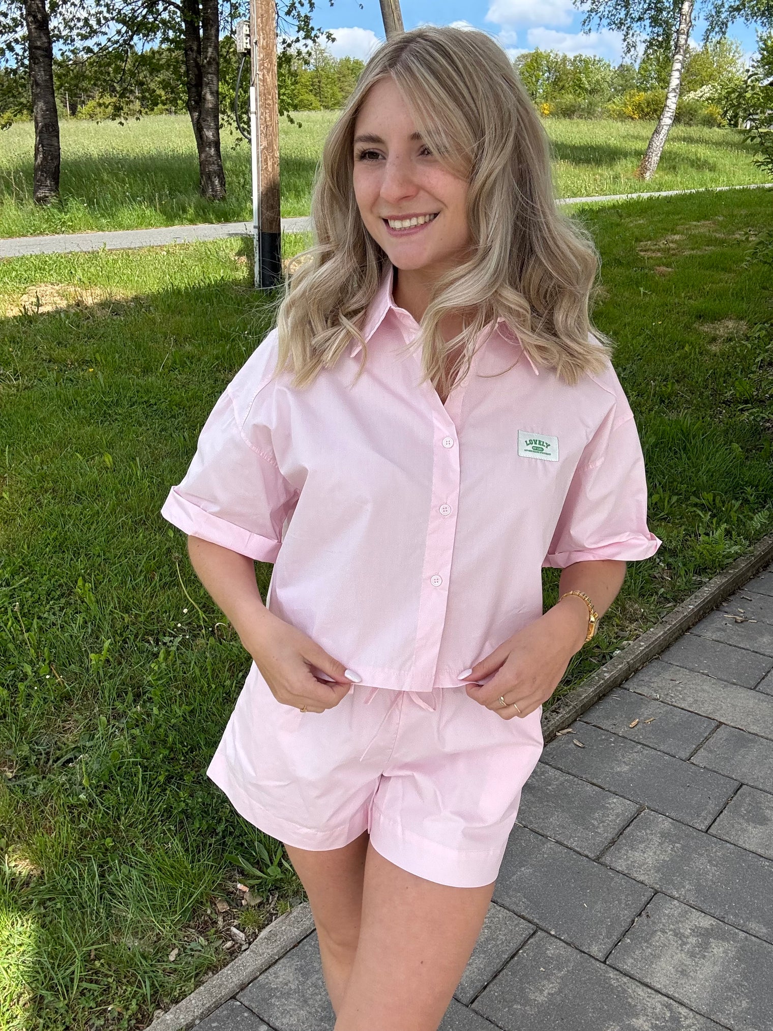 Bluse kurzarm hellrosa LOVELY