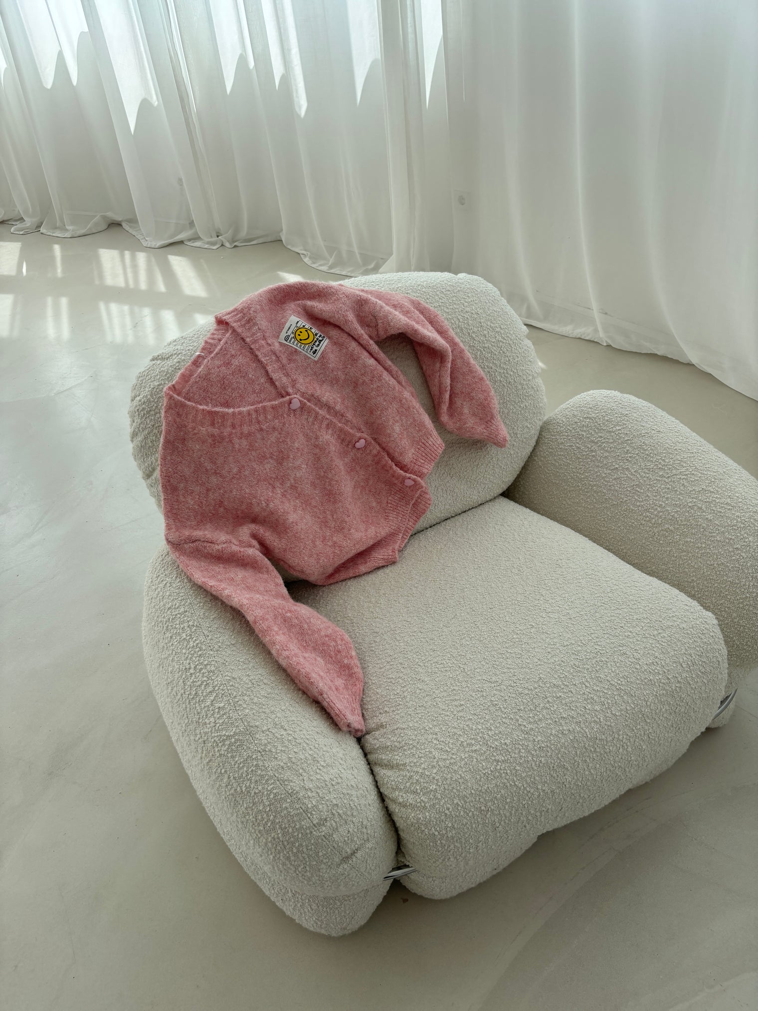 Cardigan ONLY GOOD VIBES rosa meliert