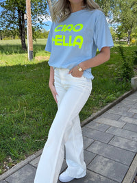 Stretch MID WAIST EXTRA LONG FLARE Jeans WHITE